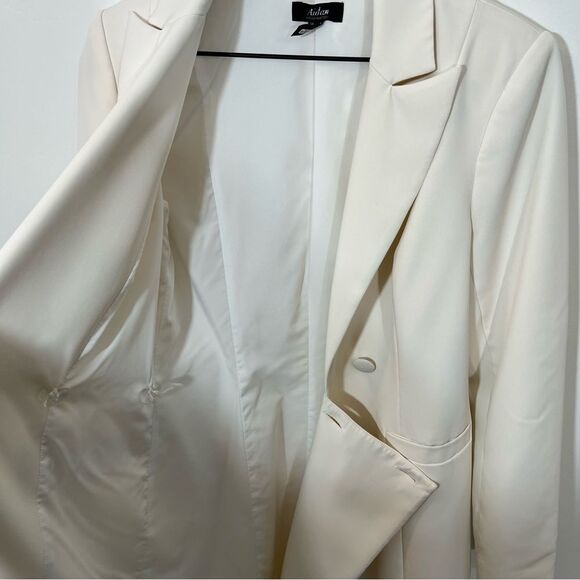 Aidan by Aidan Mattox White Tuxedo Blazer Dress | Size 4 - Picture 8 of 15